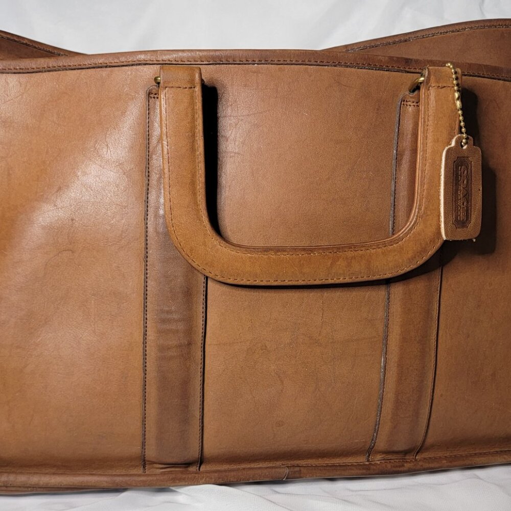 Vintage Coach Embassy Briefcase Tan Leather 1980s Made in NYC